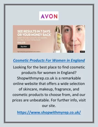 Cosmetic Products For Women In England | Shopwithmyrep.co.uk