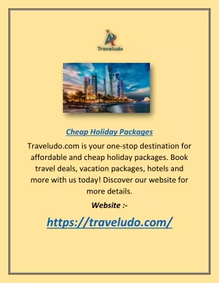 Cheap Holiday Packages | Traveludo.com