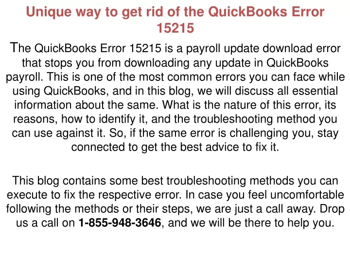 unique way to get rid of the quickbooks error 15215