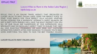 Luxury Villas to Rent in the Italian Lake Region  Idyllicitaly.co.uk