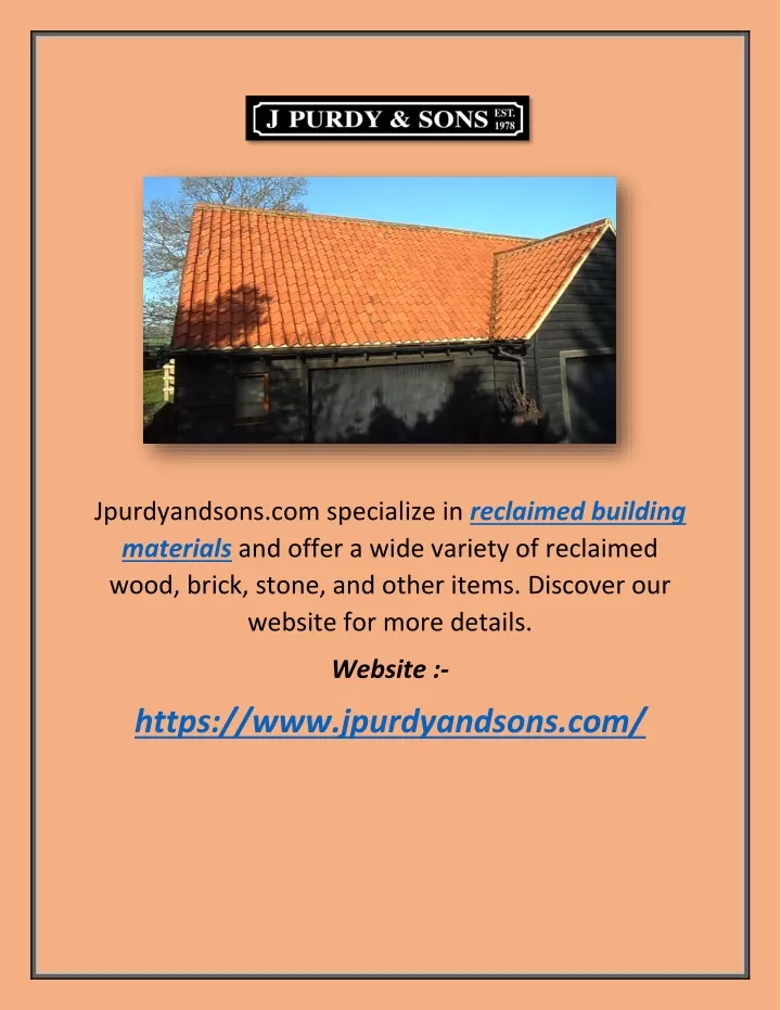 jpurdyandsons com specialize in reclaimed