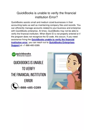 quickbooks is unable to verify the financial