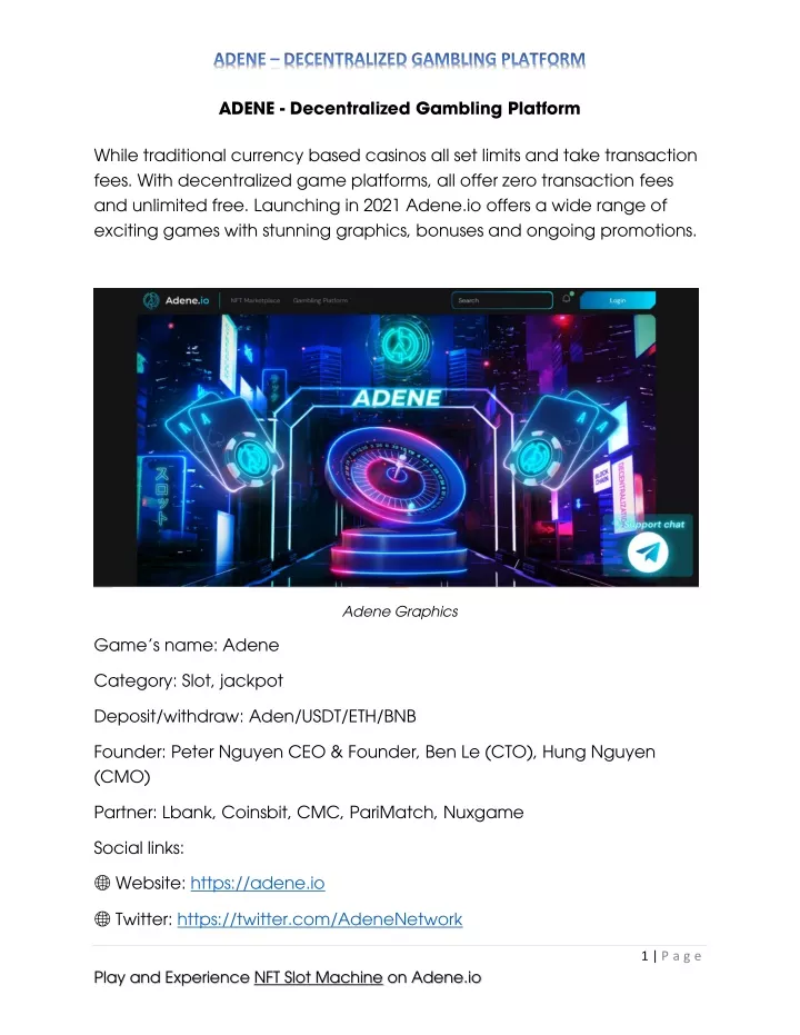 adene decentralized gambling platform