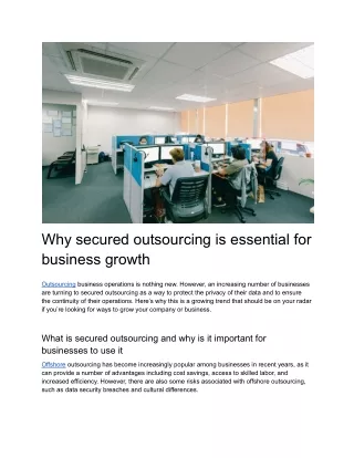 Why secured outsourcing is essential for business growth