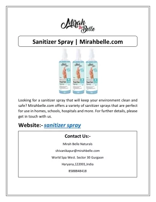 Sanitizer Spray | Mirahbelle.com