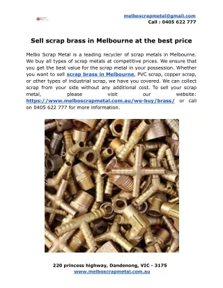 Sell scrap brass in Melbourne at the best price