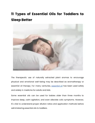 11 types of essential oils for toddlers to sleep