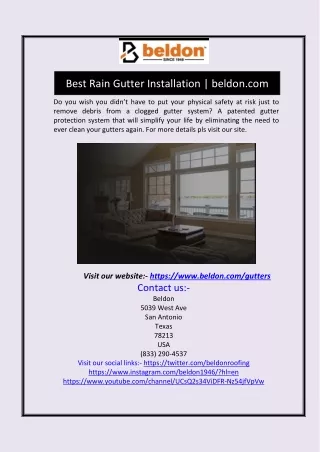 Best Rain Gutter Installation | beldon.com