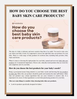 How do you choose the best baby skin care products?