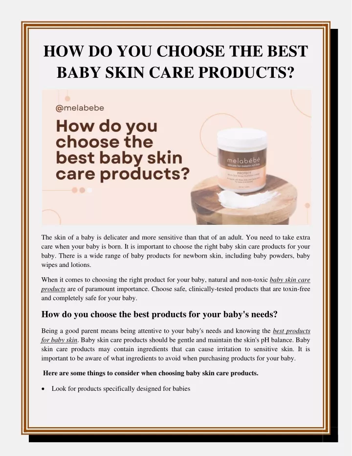 how do you choose the best baby skin care products