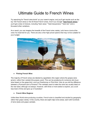 Foremost Guide to French Wines