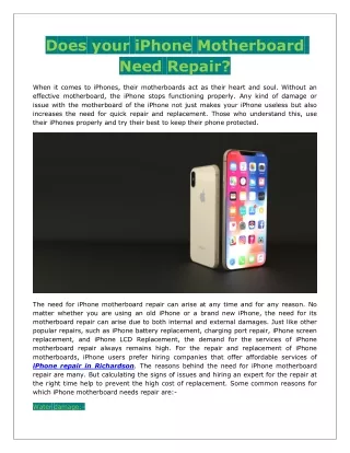 Does your iPhone Motherboard Need Repair