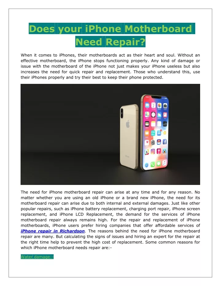 does your iphone motherboard need repair