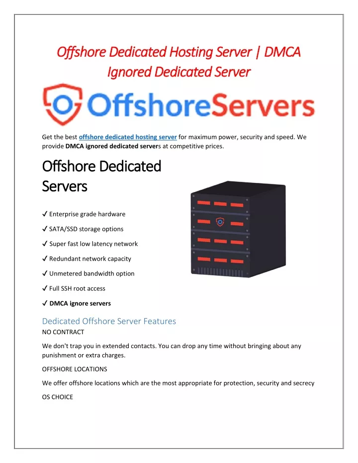 offs offshore dedicated hosting server dmca hore