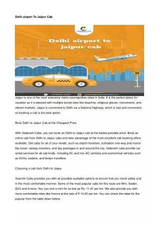 delhi airport to jaipur cab
