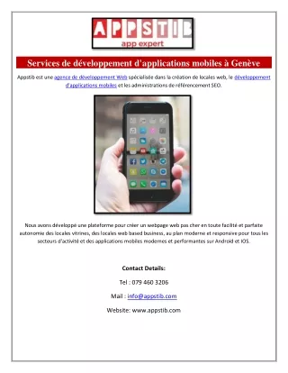 #1 développement d'applications mobiles Genève - Appstib