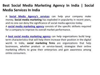 Best Social Media Marketing Agency | Social Media Services In India