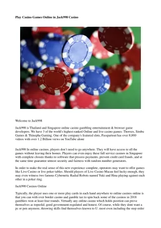 play casino games online in jack998 casino