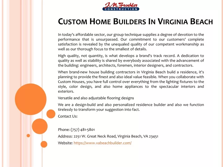 custom home builders in virginia beach