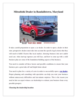 Mitsubishi Dealer in Randallstown, Maryland
