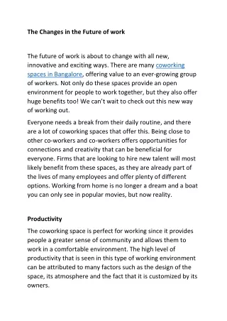 The changes in the future of work