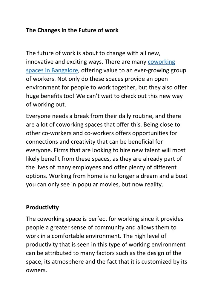 the changes in the future of work