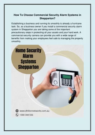 How to choose commercial security alarm systems in Shepparton