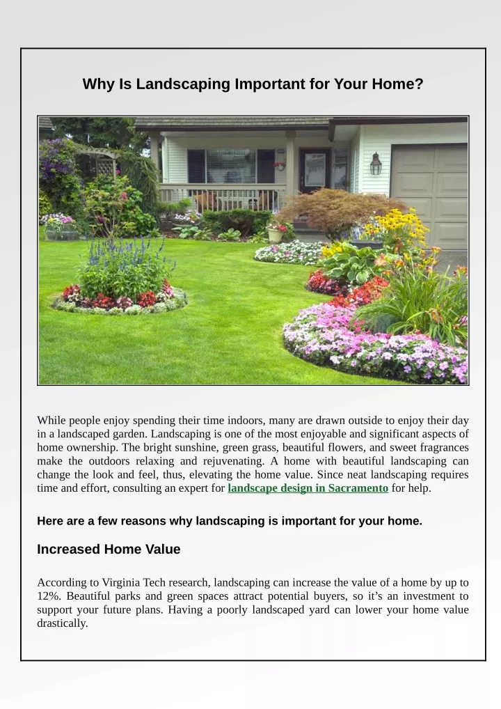 why is landscaping important for your home