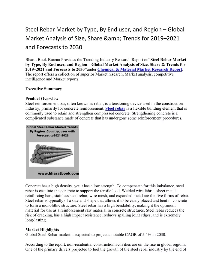 steel rebar market by type by end user and region