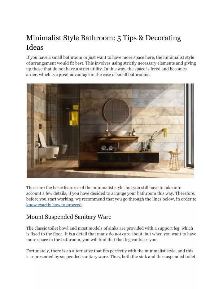 minimalist style bathroom 5 tips decorating ideas