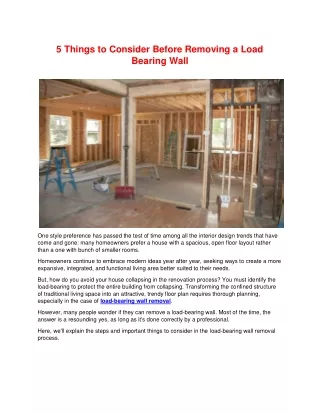 5 things to consider before removing a load