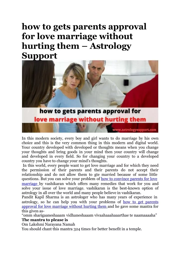 how to gets parents approval for love marriage without hurting them astrology support