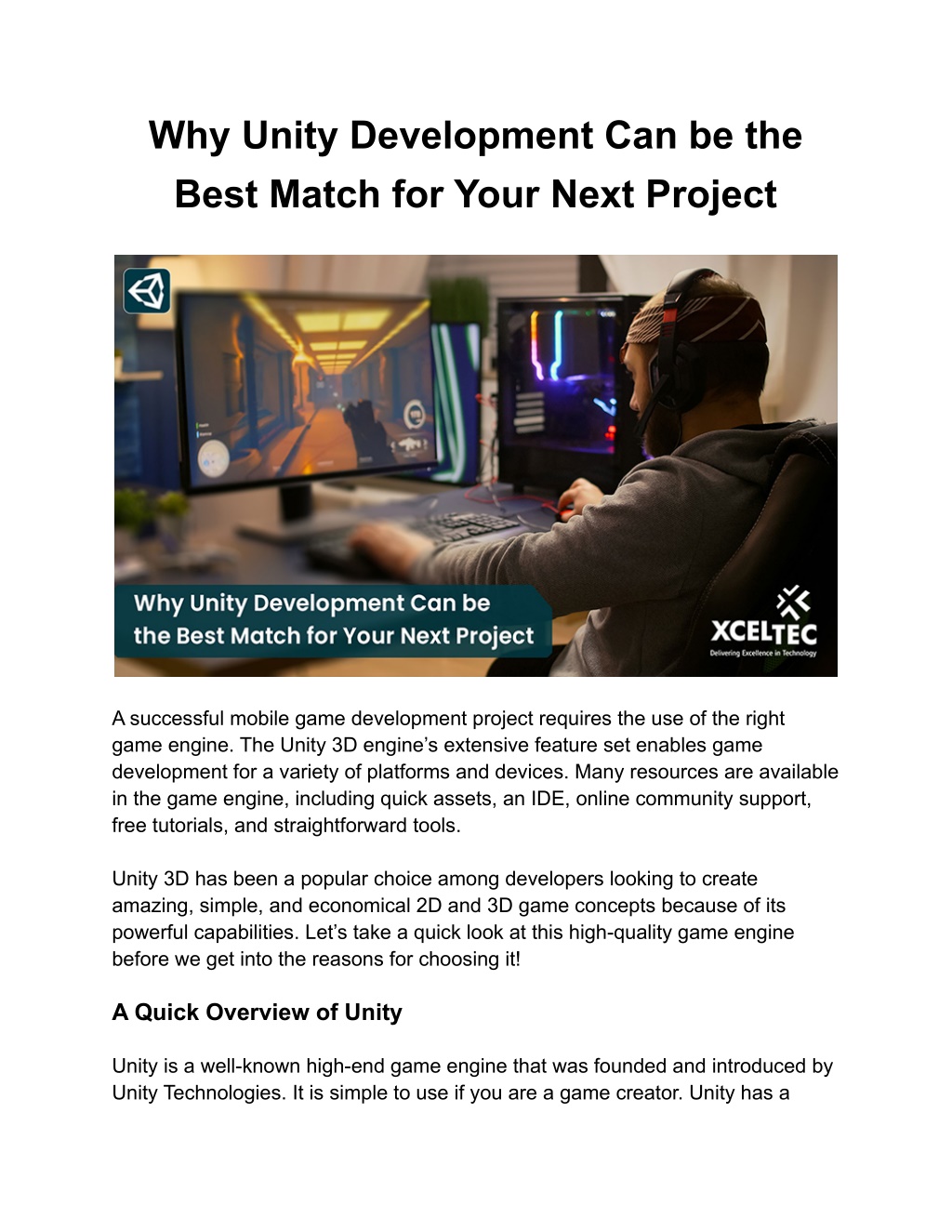 PPT - Why Unity Development Can be the Best Match for Your Next Project ...