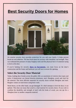Best Doors for Home Security