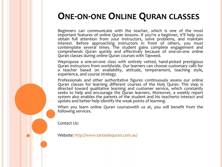 one on one online quran classes