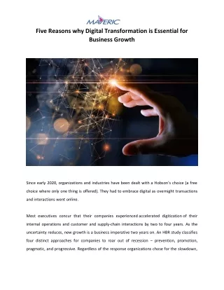 five reasons why digital transformation