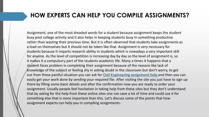 how experts can help you compile assignments