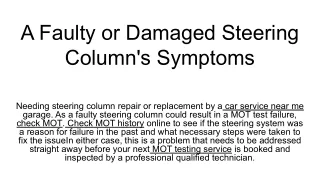 a faulty or damaged steering column s symptoms