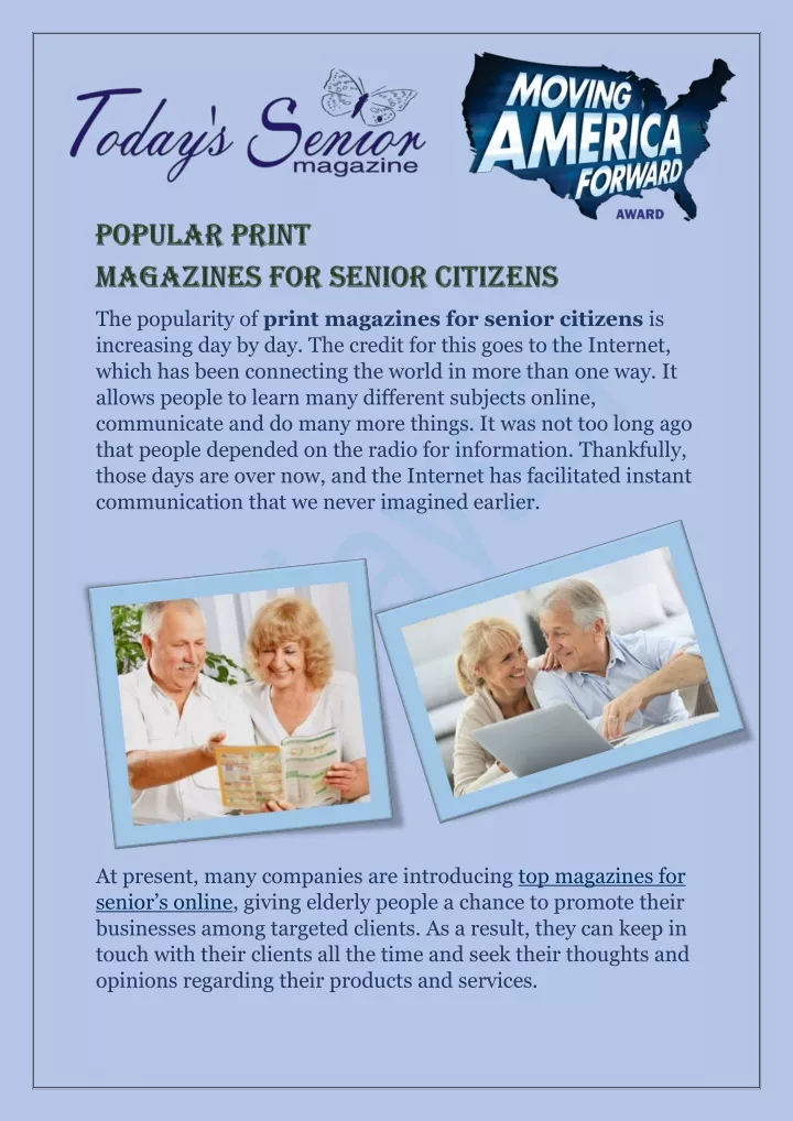 the popularity of print magazines for senior