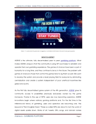 adene platform disrupting and decentralizing