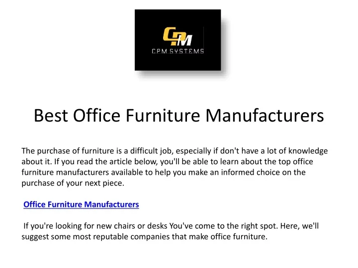 best office furniture manufacturers