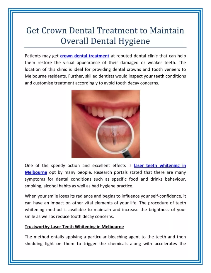 get crown dental treatment to maintain overall