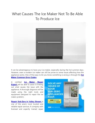 What Causes The Ice Maker Not To Be Able To Produce Ice