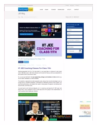 IIT JEE Main Classes For Class 11
