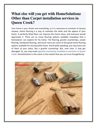 What else will you get with HomeSolutionz Other than Carpet installation services in Queen Creek