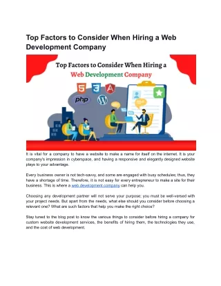 Top Factors to Consider When Hiring a Web Development Company