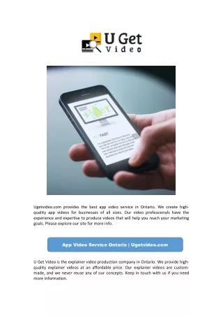 App Video Service Ontario | Ugetvideo.com