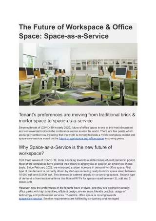 The Future of Workspace & Office Space: Space-as-a-Service