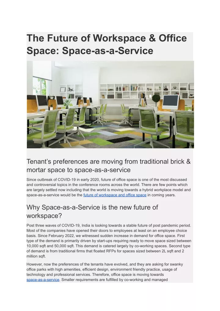 the future of workspace office space space
