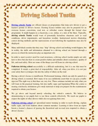 driving schools tustin are official classes